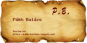 Pákh Balázs névjegykártya
